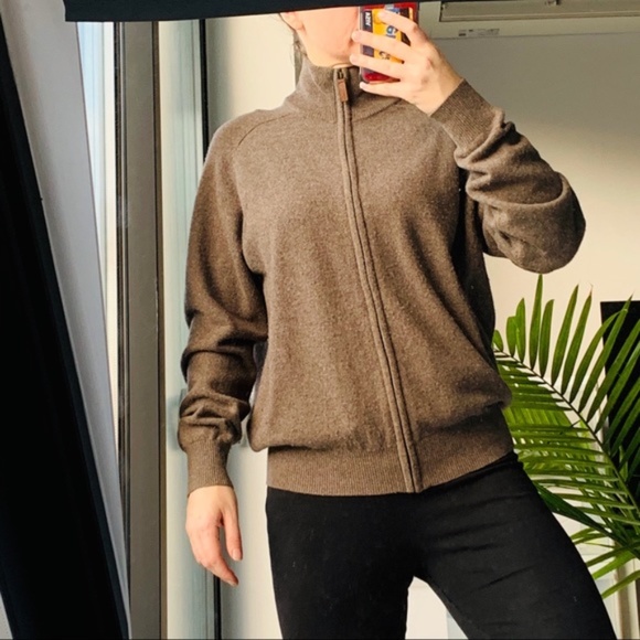 Bexley Sweater Geelong Australia Lamb Wool Brown Gray Full Zip Front - Picture 4 of 9